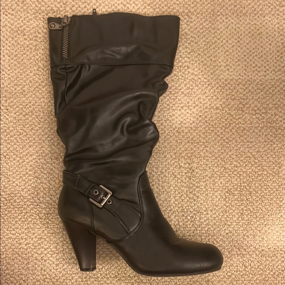 G by Guess black knee boot size 9m with wide calf - worn twice!
